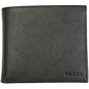 Prada Men's Black Saffiano Leather Logo Billfold Bifold Wallet 2MO738